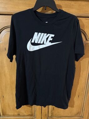 Nike Black Tee with White Swoosh Logo